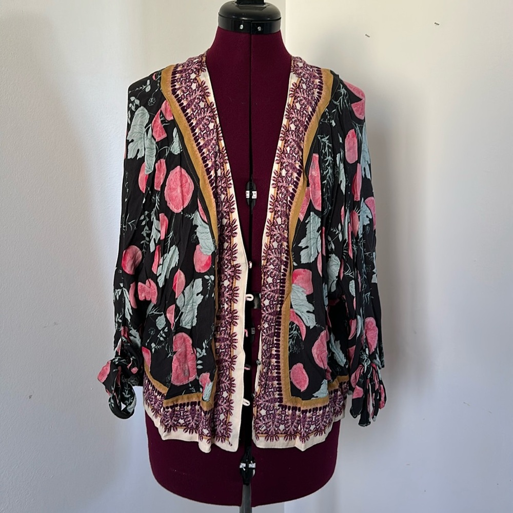 Free People rayon jacket, fruit motif, size Small